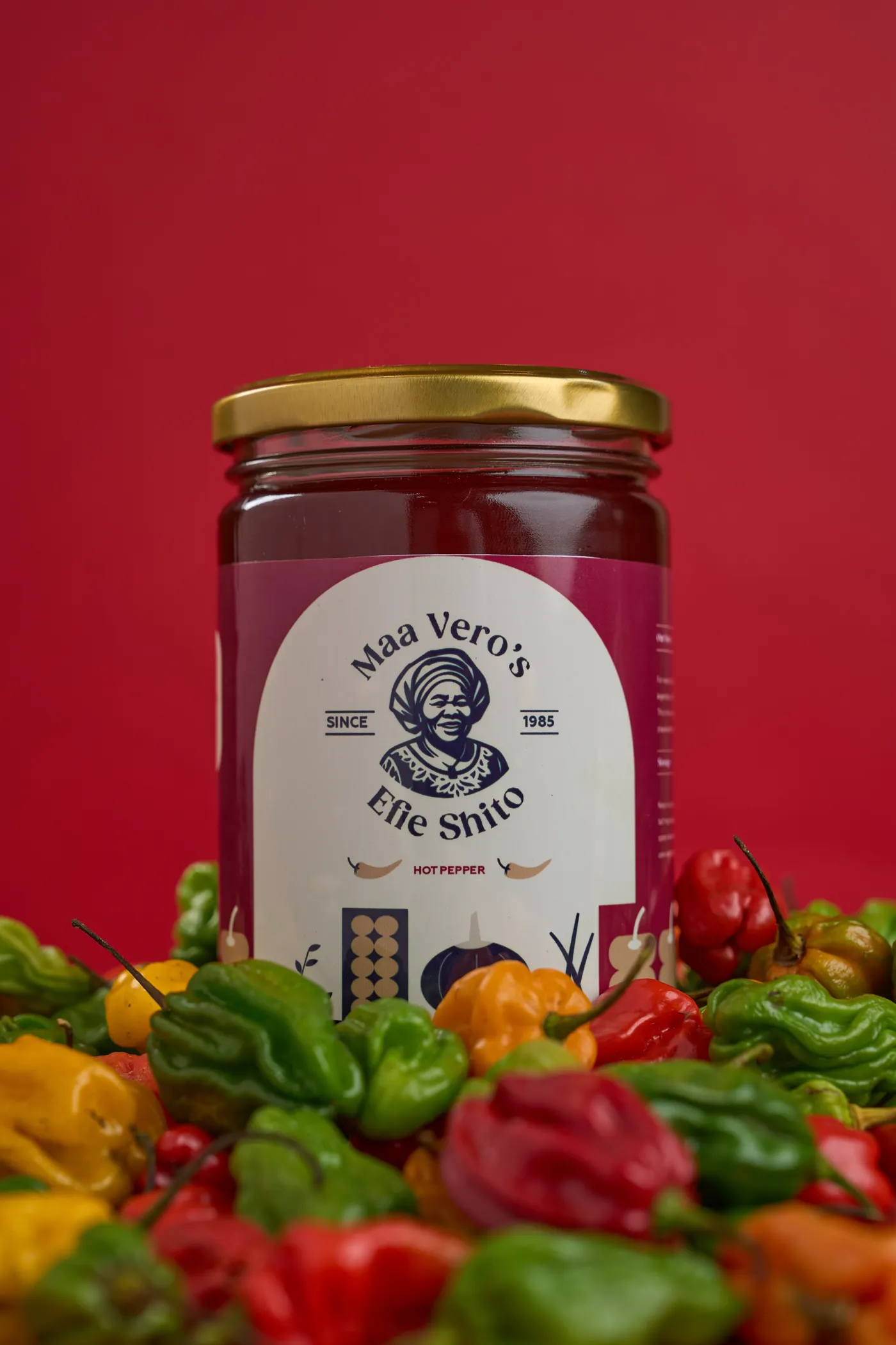 A finished jar of Maa Vero's Efie Shito